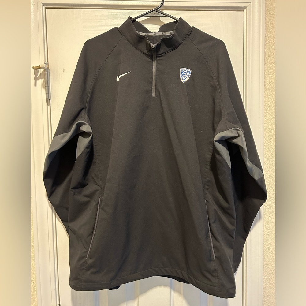Nike L Black Gray Q-Zip Windbreaker Jacket Quarter Zip Pullover Lightweight